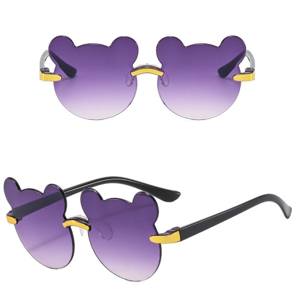 Cartoon Bear Children Rimless Sun Glasses Outdoors Eyewear Cute Baby Sunglasses  for Boys Girls