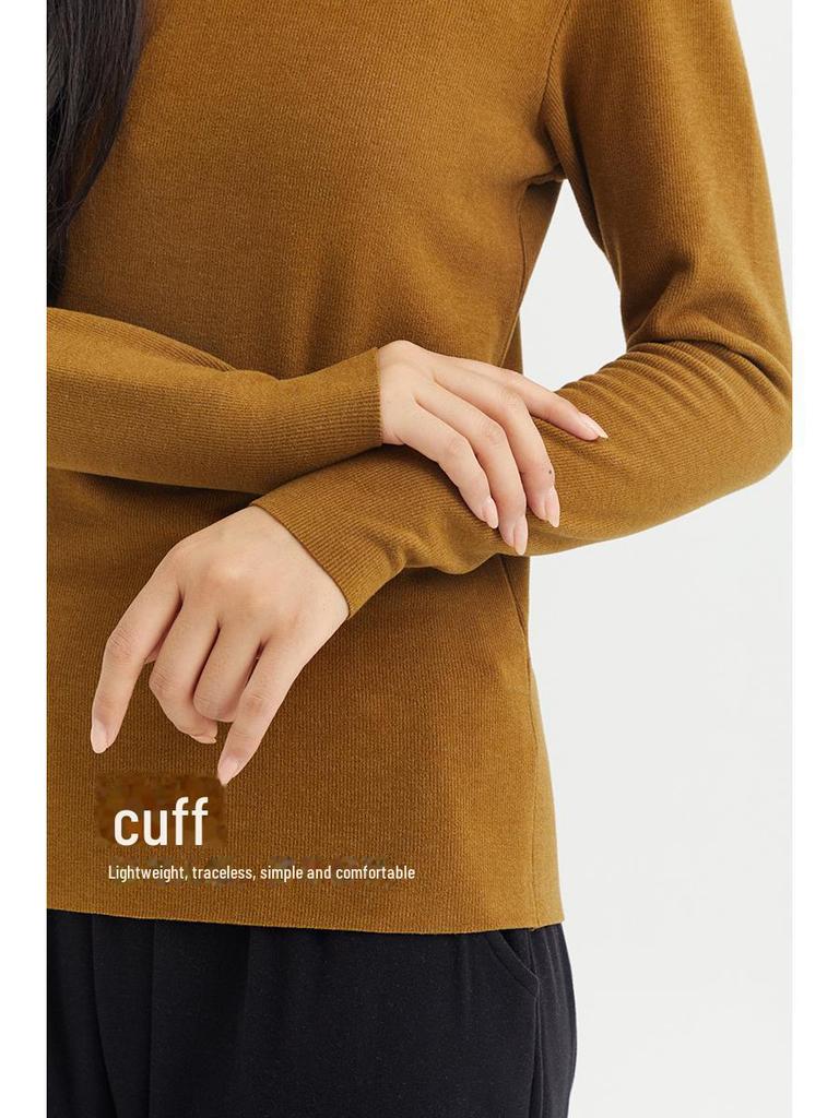 Women's High-Collar German Velvet Long-Sleeve Top: Slim Fit, Heat-Generating, Hyaluronic Acid-Enhanced, Perfect for Autumn and Winter.