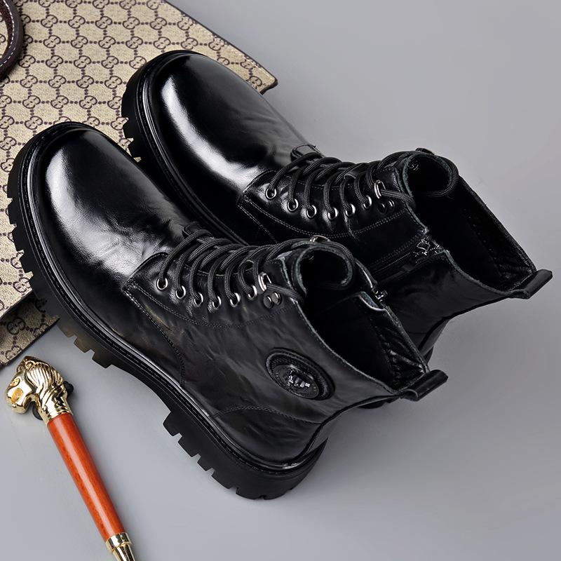 Осенне-зимние ботильоны из натуральной кожи для мужчин, модные повседневные ботинки на платформе, женские однотонные шерстяные хлопковые ботинки, мужские