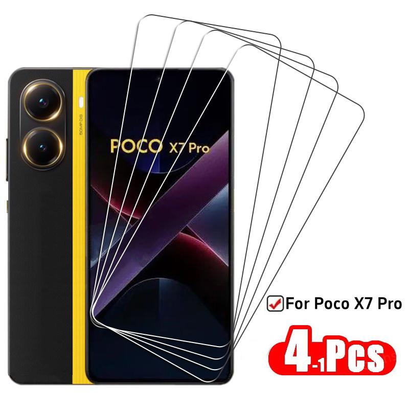 Полное прозрачное стекло для Poco X7 Pro Закаленное стекло для Xiaomi Poco X7 Pro Защитная пленка для экрана HD Защитная пленка для телефона Poco X7 Pro