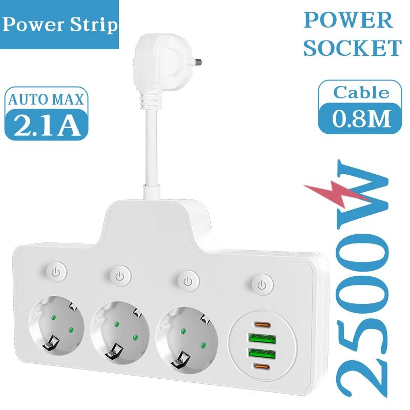Вилка ЕС 1/2/3/4 розетки Европейский стандарт Адаптер Расширение Сетевая розетка AC Конвертер Адаптер Офис дом Настенное зарядное устройство