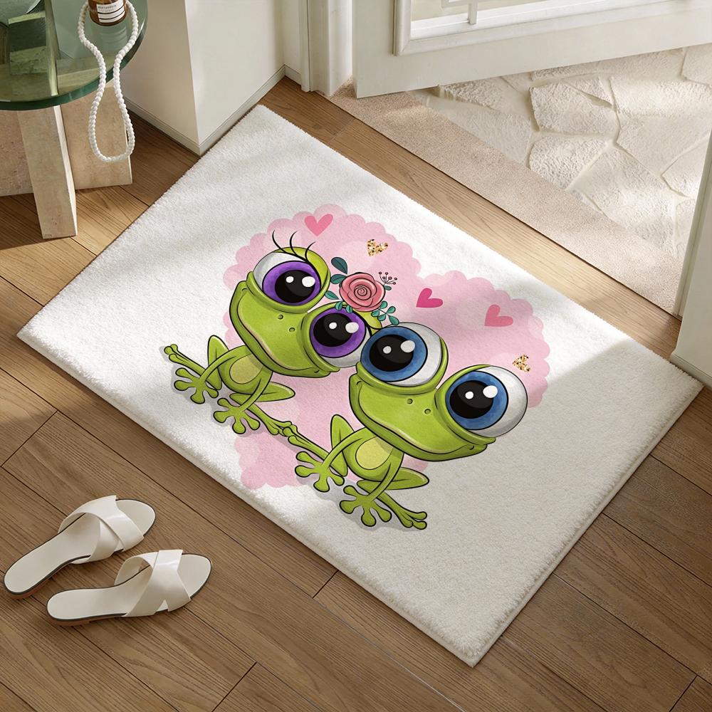 two frogs Floor Mat Soft Flannel Non-Slip Door Mat - Thickened Rug for Living Room Home Decor