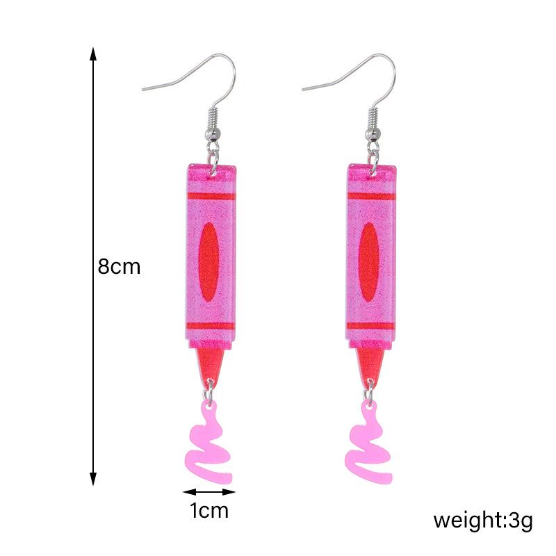 Acrylic New Crayon Earrings Cute, Funny, Personalized, Fashionable Printed Earrings