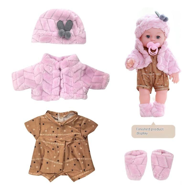 Baby Doll Outfit Set for 12 Inch 30cm Dolls Durable Cartoon Pajamas Jumpsuit Carry Cot for Playtime