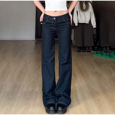 Новые расклешенные джинсы женские винтажные брюки с заниженной талией и вышивкой эстетичные уличные повседневные брюки-карго 2025 женская одежда