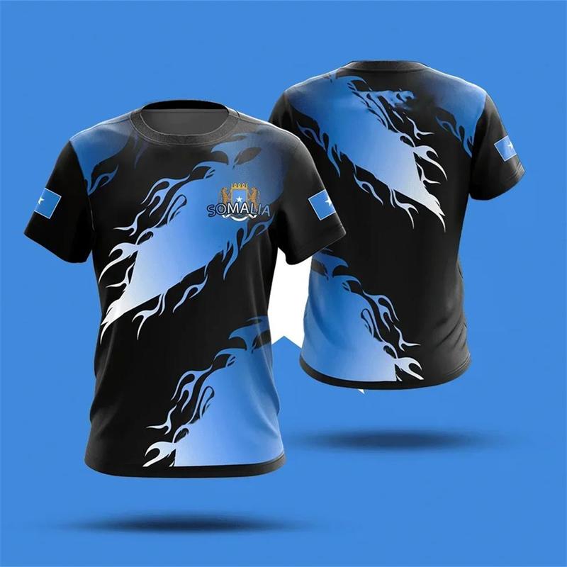 Somali Flag Pattern T-shirt Summer Fashion Short Sleeve 3D National Emblem Printed Top Casual Comfortable Loose Street Wear