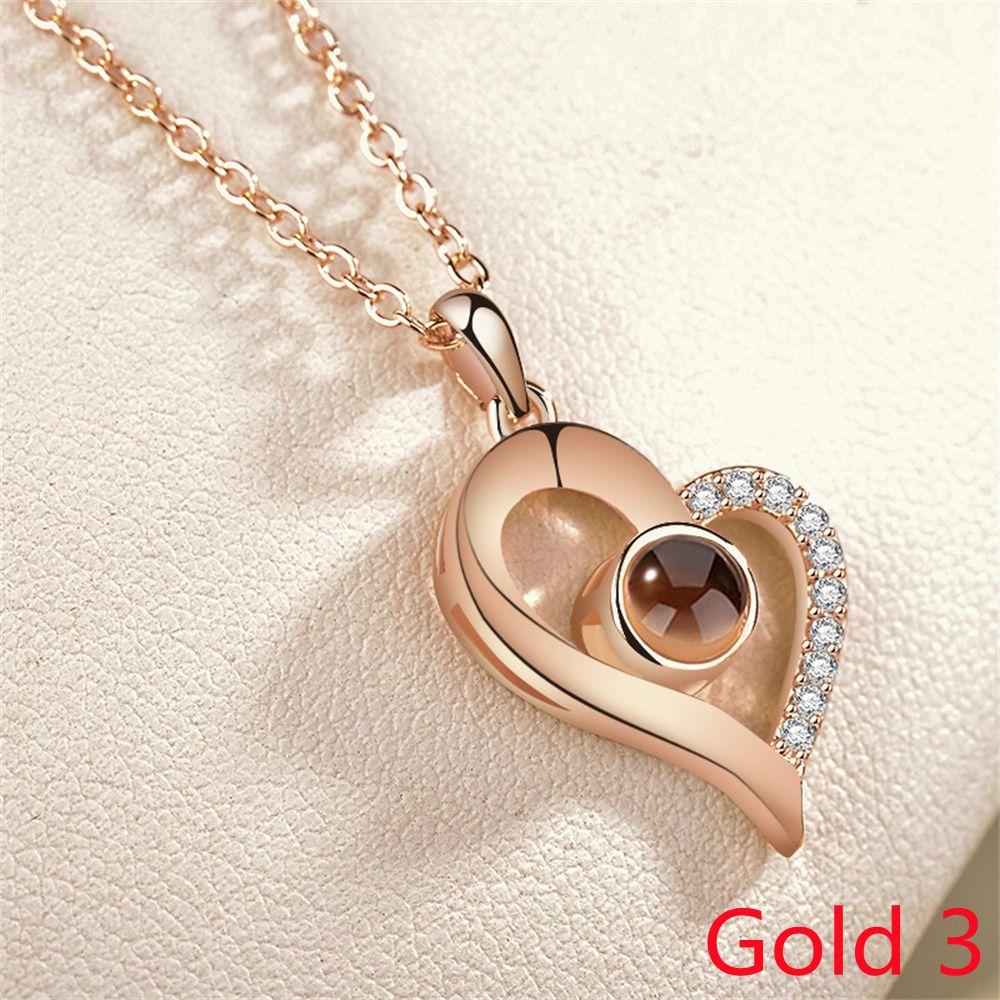 Подарок Ювелирные изделия Мода Бохо Кристальная подвеска Богемия Проекционное ожерелье 100 языков Я люблю тебя