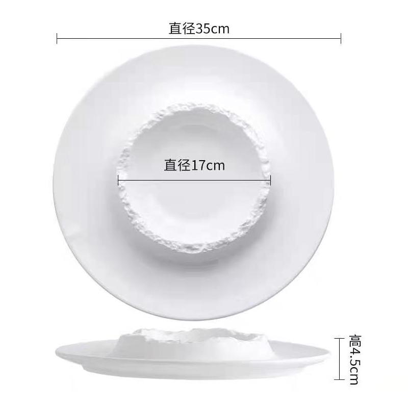 Ceramic Dinner Plate Restaurant Creative Irregular Thick Soup Plate Pasta Plate Snack Plates Dessert Dish Solid Color Tableware