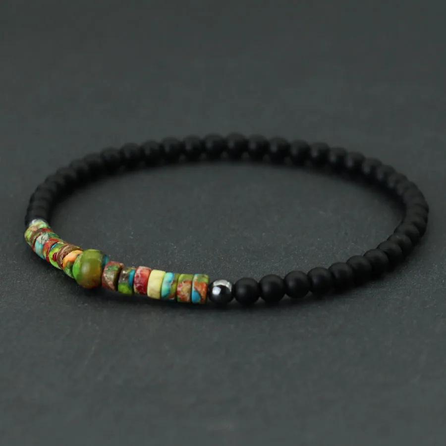 Богемский браслет из императорского камня Унисекс 4 мм Маленькие бусины Браслет из драгоценных камней Эластичный браслет из бусин Досуг Pulseira Аксессуары Joias