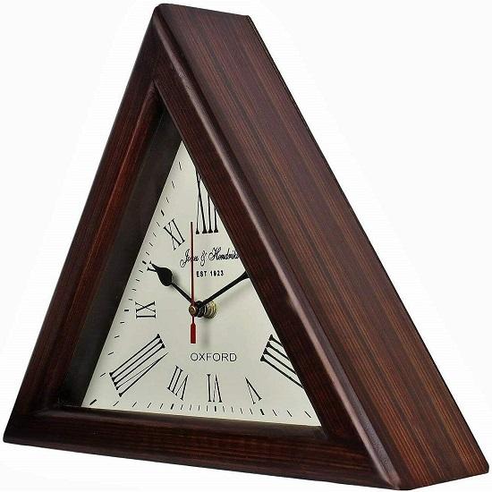 Деревянные часы Oxford 1923 Triangle Home Office Decor Vintage Wall Clock 30.48 см Подарки для него
