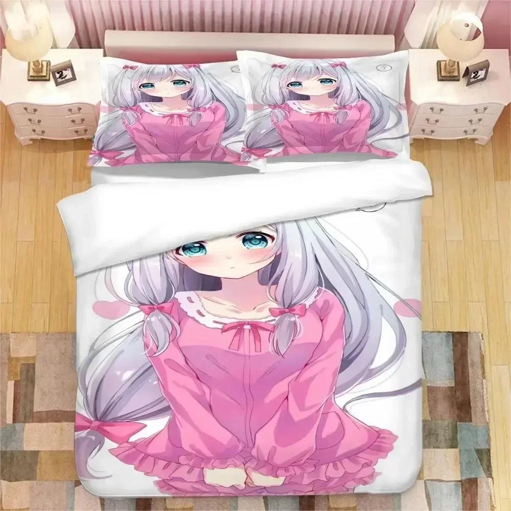 3D Anime Girl Izumi Sagiri Bedding Set Duvet Cover Sheet Printed Bed Set Pillowcase Bed Full Queen King Size Comforter Bedroom