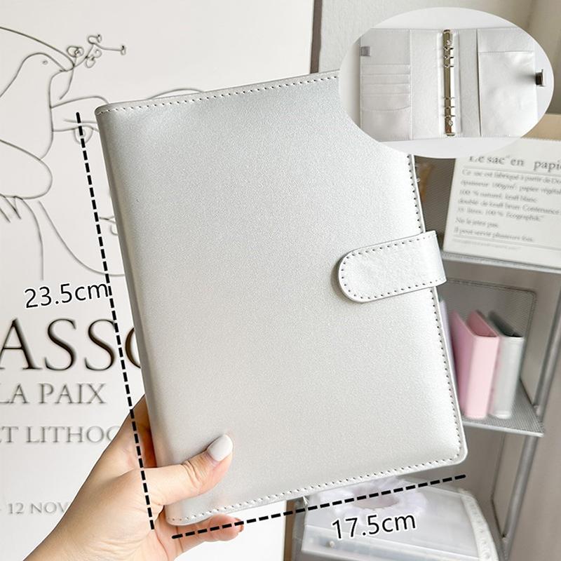 Формат A5 A8 Ins Silver Pu Магнитная пряжка Складные листы Сделай Сам Переплет Обложка для блокнота Ежедневник Планирование Бумажная обложка