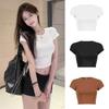 Summer Women O-neck Slim Sexy Y2K Crop Top Navel Short-Sleeved T-Shirt Woman Clothes High Waist Type Fashion Tees