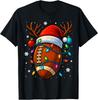 Christmas Football Santa Hat Lights Xmas Pajamas Adult Kid T-Shirt