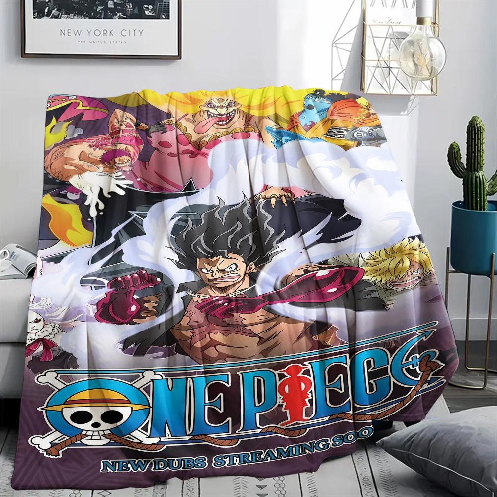 Фланелевое одеяло с принтом персонажей One Piece, Высококачественное, Удобное для всех сезонов, Декор для дома, Тепло и уют, Идеально для рождественских подарков