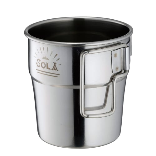 Kakusee SOLA PP-03 4-Piece Stackable Stainless Steel Outdoor Mugs Set with Compact Storage Bag for Camping