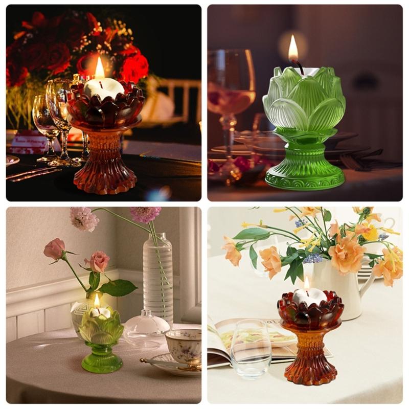 Lotus Mirror Candle Holder Resin Molds Tray Silicone Molds for Resin Epoxy Casting Mold for DIY Candlestick Jewelry