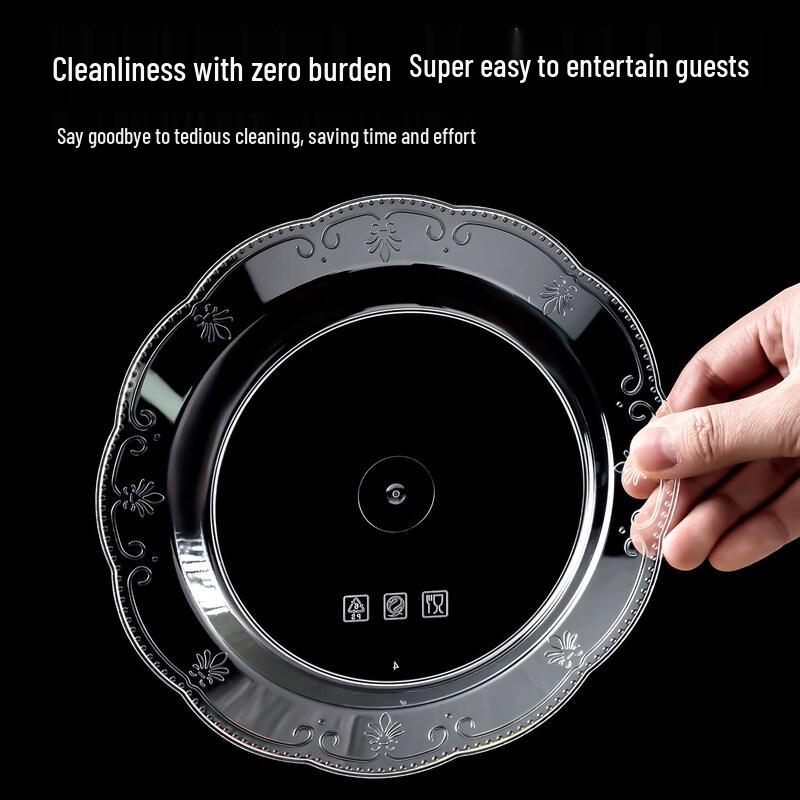 Qiwai Disposable Crystal Clear Round Snack Plates