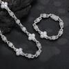 Hip Hop Clover Geometric Pendant Chain Sweater Necklace Unisex Trendy Jewelry Daily Wear