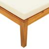 Sun Lounger with 1 Armrest Cream White Solid Acacia Wood