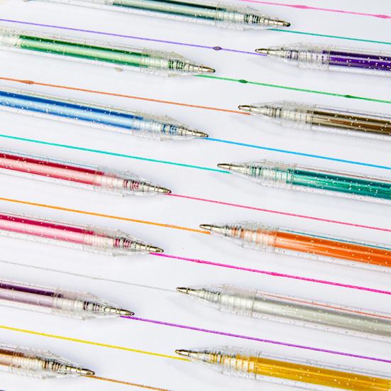 Набор гелевых ручек с блестками, яркие сверкающие чернила, маркеры для письма, рисования дудлов, неоновые хайлайтеры нажимного типа для ведения дневника, скрапбукинга и художественных проектов