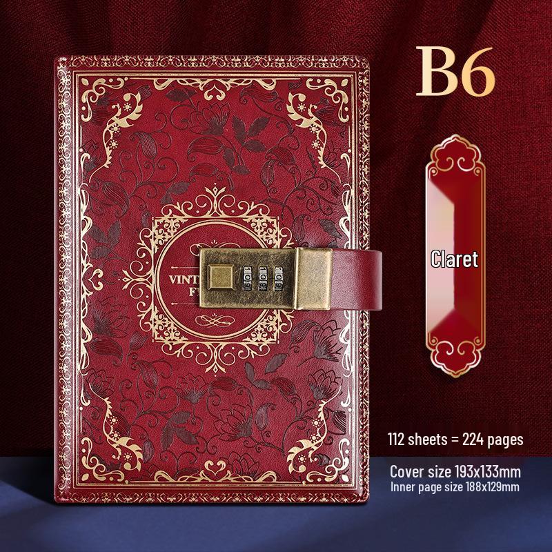 Ретро-Дневник с паролем формата B6 с замком - Подарочный набор: Блокнот и Планировщик