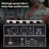 Audio Interface XLR Audio 48V Phantom Sound Plug and for Music Online and Vocal Black Recording, Interface, DSP, Reverb, Power, Card, 16-bit/48kHz