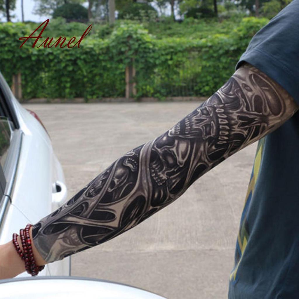 Fashionable Unisex Stretchy UV Protection Cycling Outdoor Fake Slip On Tattoo Arm Sleeve