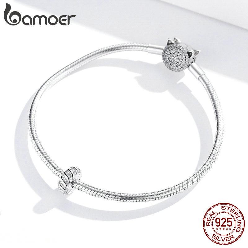 Подвески-клипсы BAMOER для оригинального браслета, стерлинговое серебро 925 пробы, минималистичный стиль, металлические бусины, ювелирные изделия