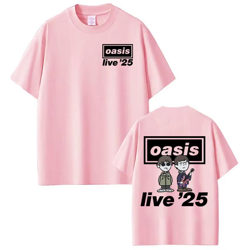 Rock Band O-Oasis Live 25 Tour T Shirt Men Women Cartoon Vintage Oversized T-shirt High Quality Cotton Short Sleeve T-shirts