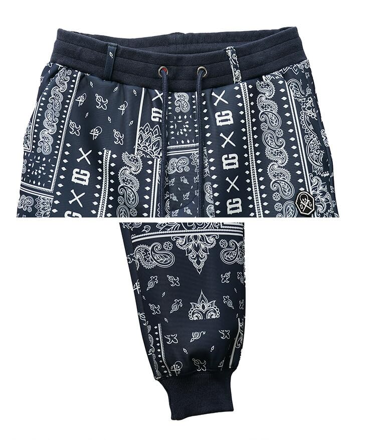 DIVINER GOLF Комплект из лонгслива и брюк для гольфа с принтом «Пейсли» и в стиле «джоггер», мужской, цвет темно-синий, для осени/зимы, с воротником-стойкой. L, (Темно-синий логотип).