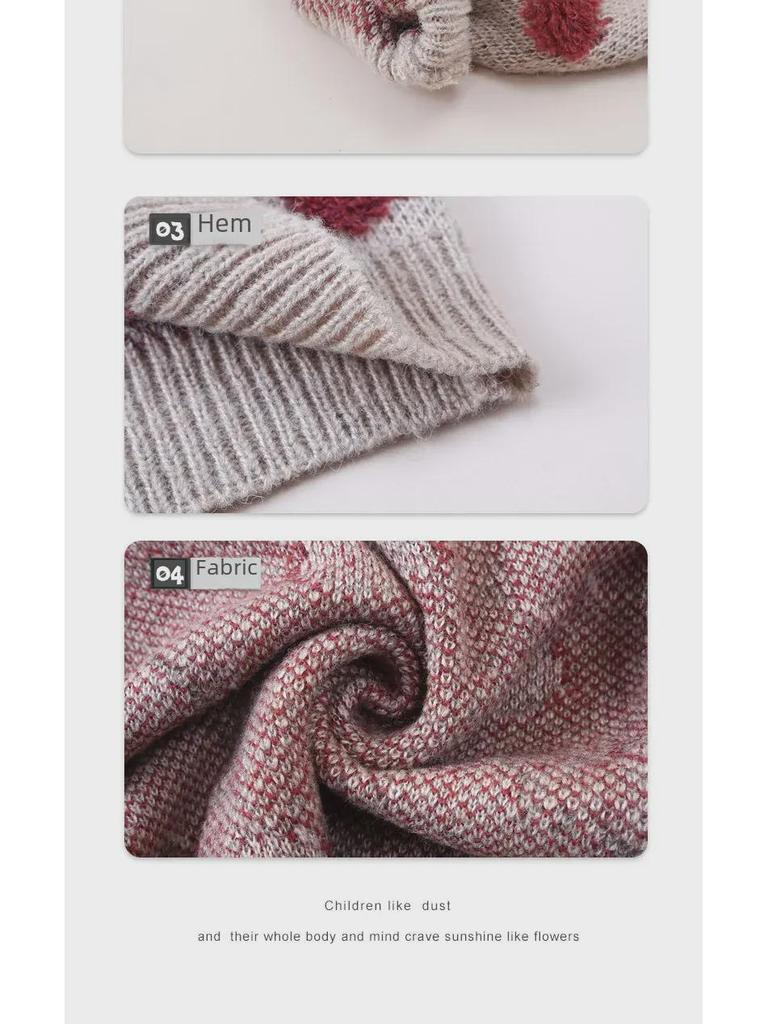 Детский шерстяной свитер-кардиган в корейском стиле в горошек, весна 2024 г.