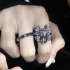 Niche Design Sense Retro Dark Zircon Skull Saturn Ring Full Of Diamonds Zircon Stacked High-End Ring