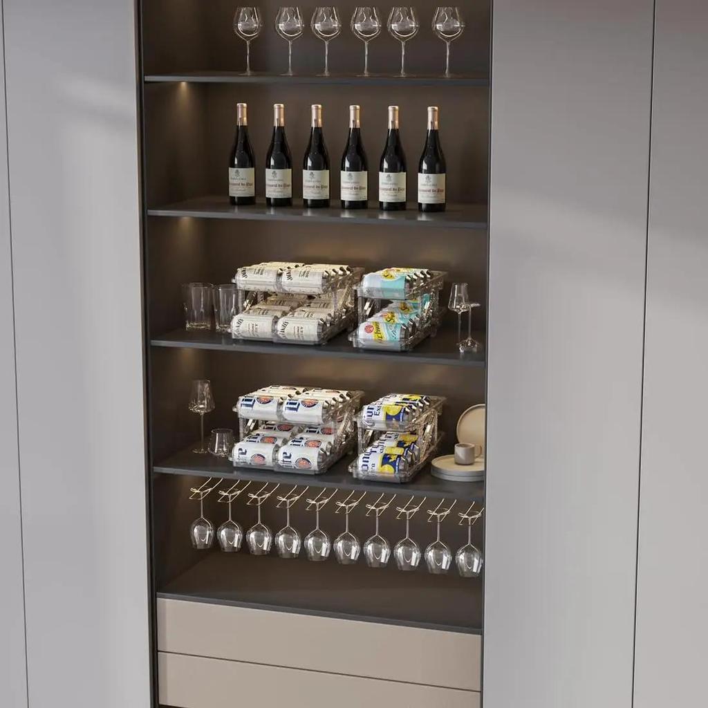 1 Pcs Double Layers Adjustable Soda Can Organizer for Refrigerator Cabinets Beverage Can Dispenser Storage Box for Standard Cans