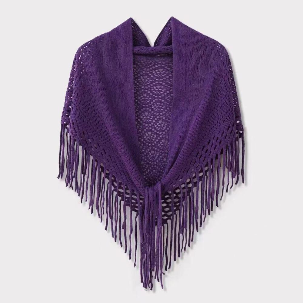 Cloak Knitted Triangle Scarf Cape Fart Curtain Simple Hollow Out Scarves Female