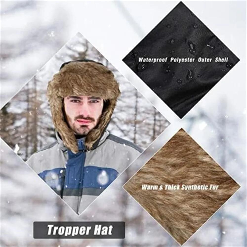 Мужская зимняя шапка-ушанка Trapper Aviator Trooper, теплая русская водонепроницаемая лыжная шапка-бомбер, русские теплые защитные шапки