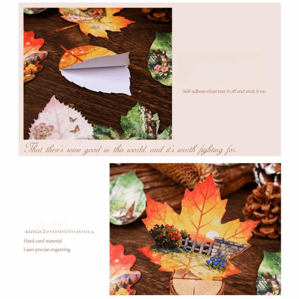 8pcs/Set New DIY Leaves Stickers Observing Leaves Adhesive Stationery Stickers Decorative Sticker Scrapbooking Diary Planner