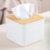 Home Tissue Paper Dispenser White Tissue Box Napkin Containers With Wood Cover Smooth Wooden Facial Tissue Holder Kitchen Car