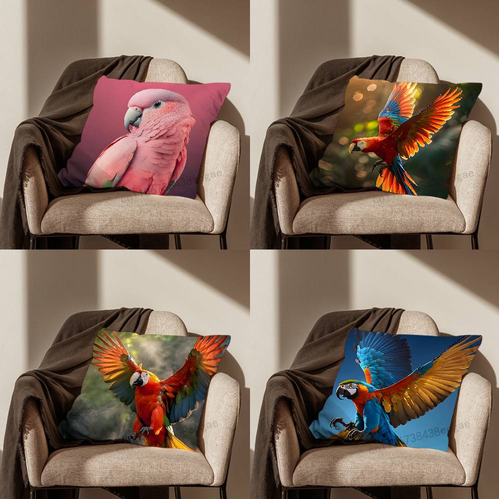 Арт Птица Попугай Наволочка Для Гостиной Подушка На Диван Подходит Для Украшения Дома Спальни И Защиты