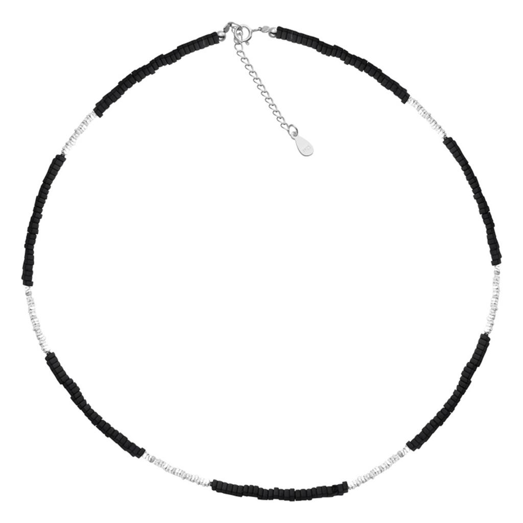 Ожерелье из стерлингового серебра 925 пробы с серебряным сердечком, женское, легкое, роскошное, нишевое, холодного черного и белого цвета, подходящая по цвету цепочка на ключицу, высококачественная цепочка на шею