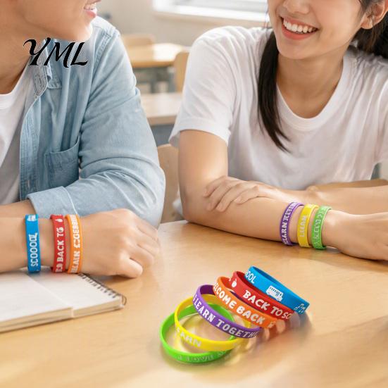 Silicone Wristbands for Back to School 6 Pcs Welcome Bracelets, First Day of Skin Friendly Bracelets Daily Wear Students, Prize Accessories, Stuffers