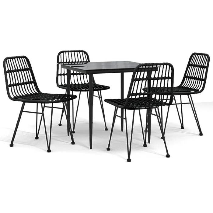 VidaXL 5-piece Garden Dining Set Black Wicker, Patio Set, Garden Bistro Set, Set of 3157881