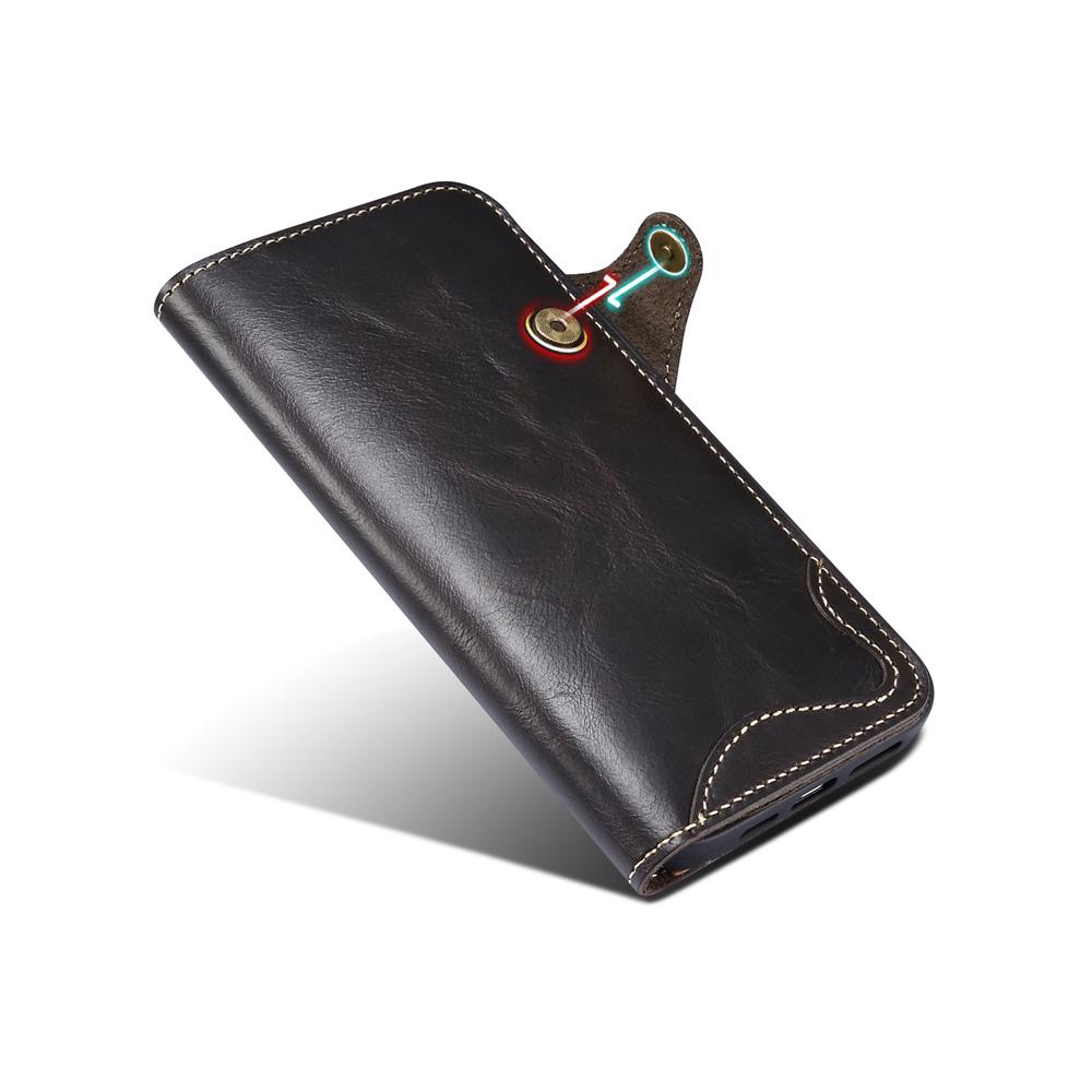 Denior Luxury Oil Wax Genuine Leather Case for Galaxy S25 Ultra S8 S9 S10 S20 S21 S22 Plus S23 S24 FE S25 Edge Sim Wallet Case