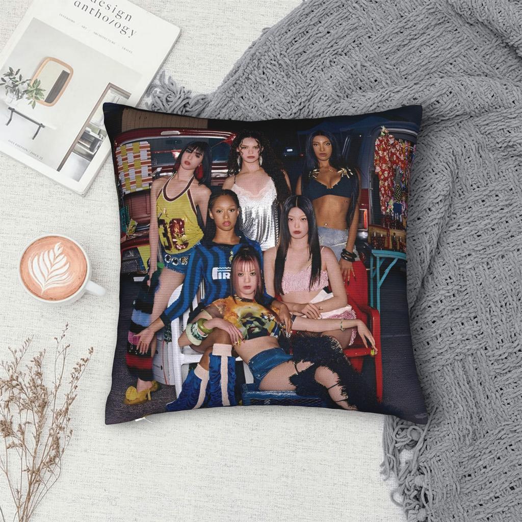 Katseye Kpop Style Square Pillow Case Polyester Throw Pillow Korean Style Novelty Cushion Covers