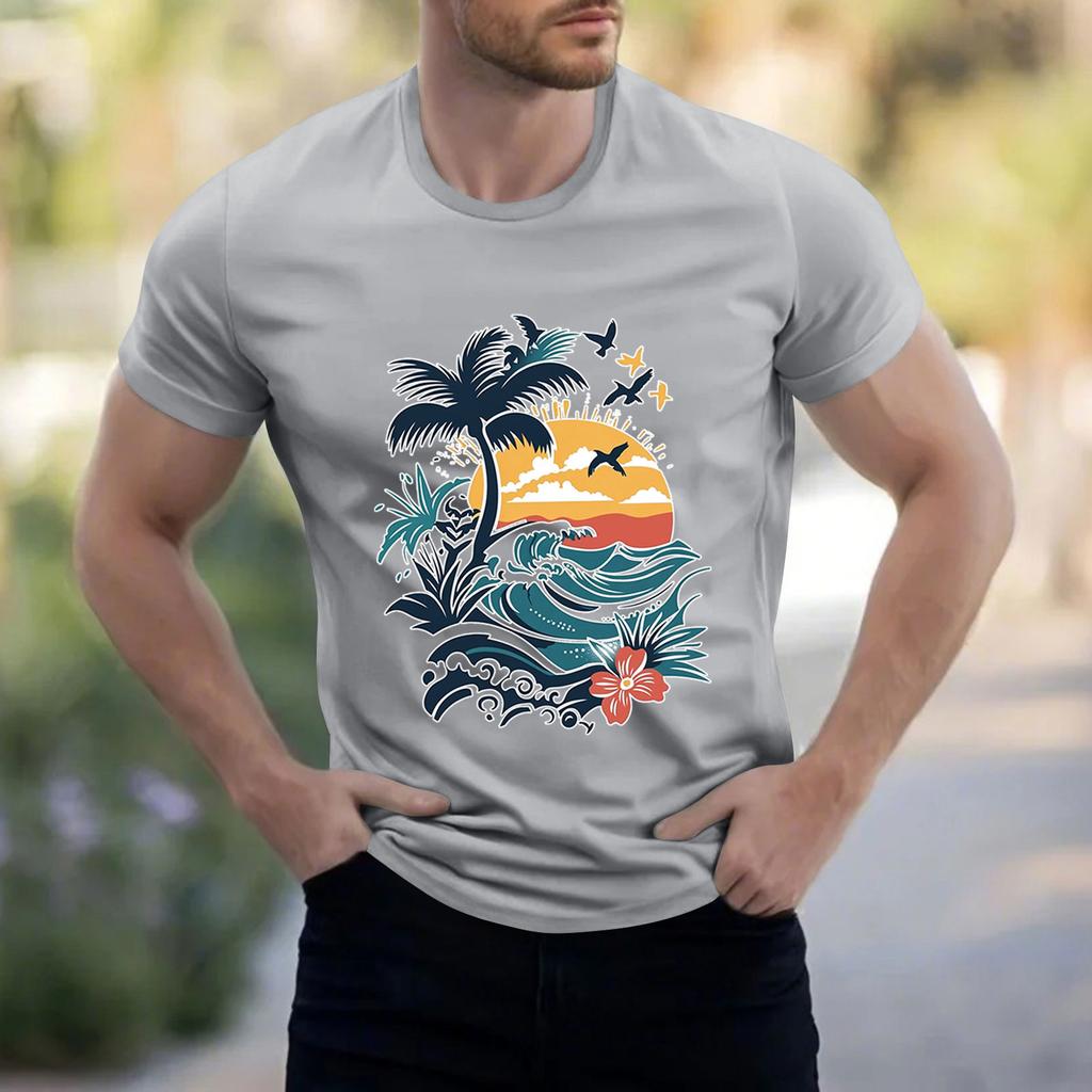 Men's Stand Collar Short Sleeve Shirt Loose Leisure Holiday Shirt Man