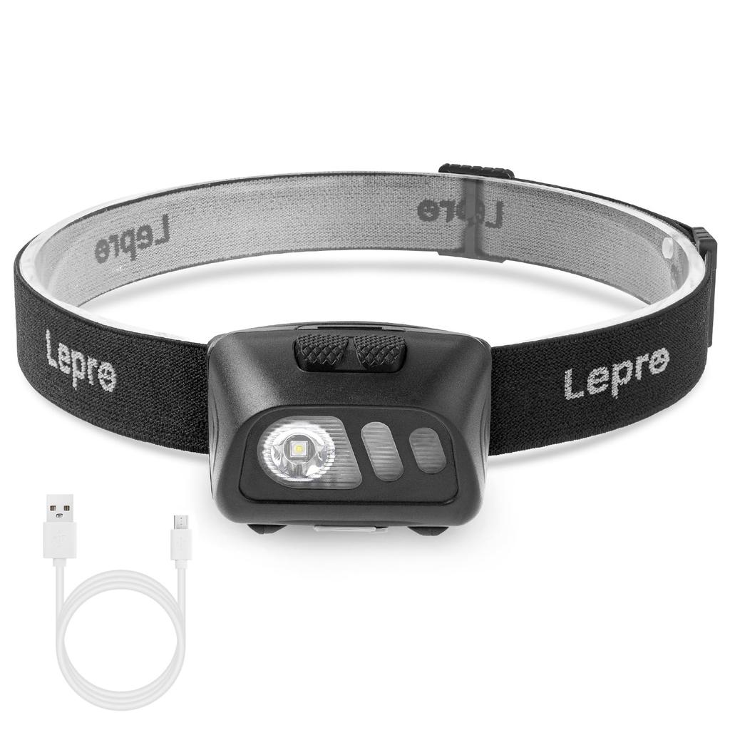 Налобный фонарь Lepro, Перезаряжаемый светодиодный налобный фонарь, Водонепроницаемый, с датчиком, Яркий светодиод
