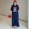Women 2025 Summer Plus Size Long Casual Short Sleeve Oversize Cotton Shirt Dress Loose Dress New Printing