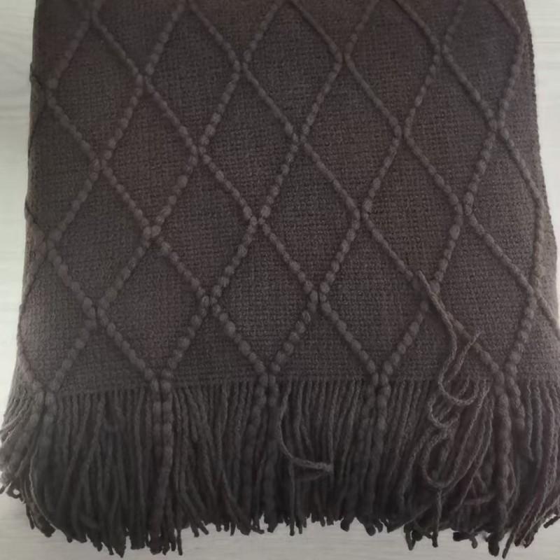 Nordic Knit Throw Blanket Sofa Bed Office Cozy Winter Warm Acrylic Shawl With Fringe