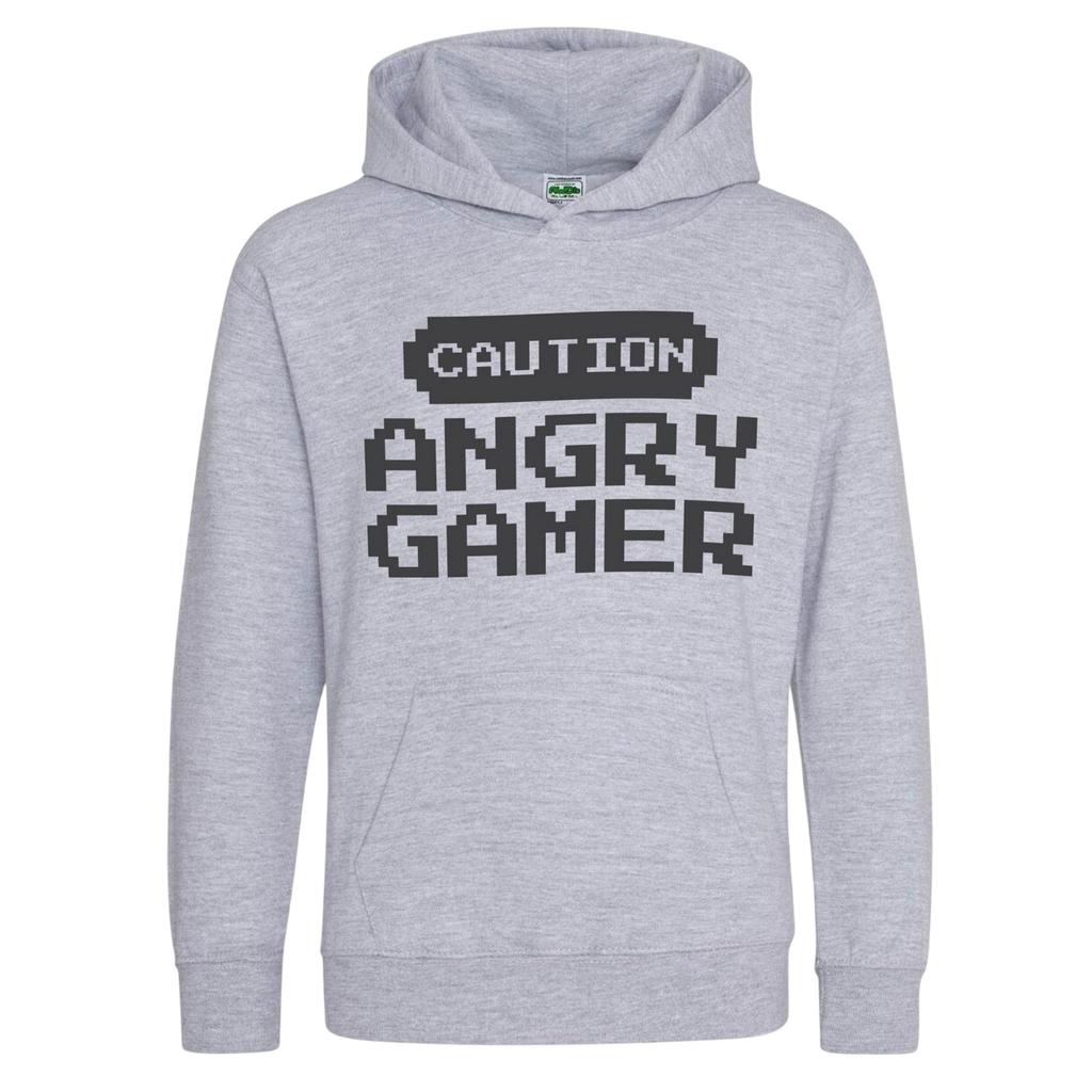 AWD Childrens/Kids Caution Angry Gamer Hoodie