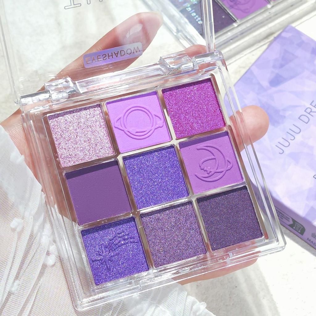 Purple tassel nine- eyeshadow, smoked violet makeup, pearlescent matte, nine-square grid eyeshadow palette